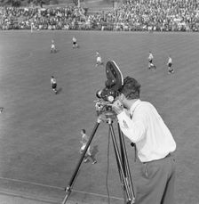 Swedish television covering a football match, Landskrona, Sweden, 1959. Creator: Unknown