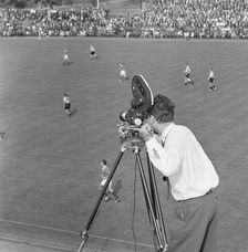 Swedish television covering a football match, Landskrona, Sweden, 1959