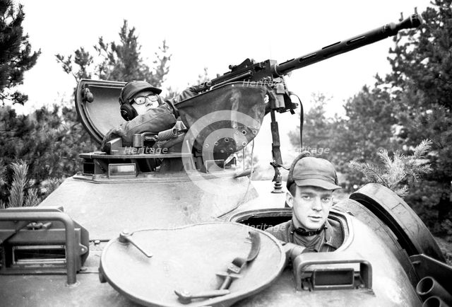 Swedish Army tank on manoeuvres, Scania, Sweden, 1967. Creator: Unknown.