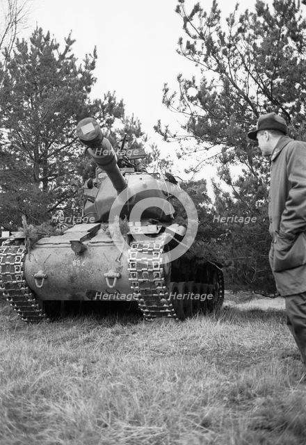 Swedish Army tank on manoeuvres, Scania, Sweden, 1967. Creator: Unknown.