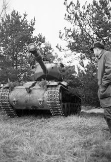 Swedish Army tank on manoeuvres, Scania, Sweden, 1967. Creator: Unknown