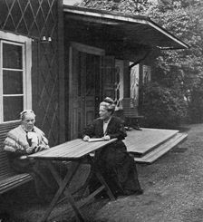 Swedish author Selma Lagerlöf and her mother, Louise, 1909