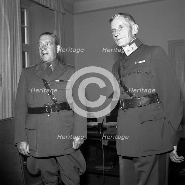 Swedish General Nils Ljung and Norwegian General Otto Ruge, Norway, 8 September 1945. Artist: Karl Sandels