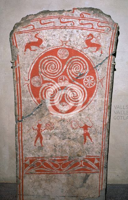 Swedish Iron Age stela. Artist: Unknown