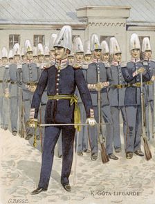 Swedish Life Guards, Stockholm, Sweden, 1901. Creator: G Bagge