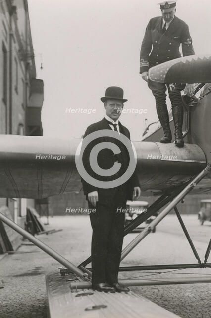 Swedish Minister of Defence Anton Rundqvist at Bulltofta airport, Malmö, Sweden, 1932. Artist: Otto Ohm