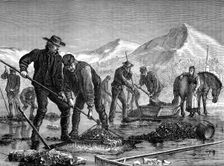 Swedish peasants prospecting for lake ore, c1880.Artist: Mairray