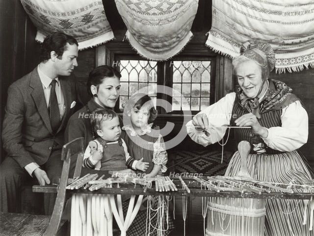 Swedish Royal Family at a candle dipping display, Skansen Folklore Museum, Stockholm, 1980. Artist: Unknown