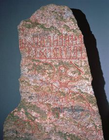 Swedish runestone with late Christian influences, 6th century