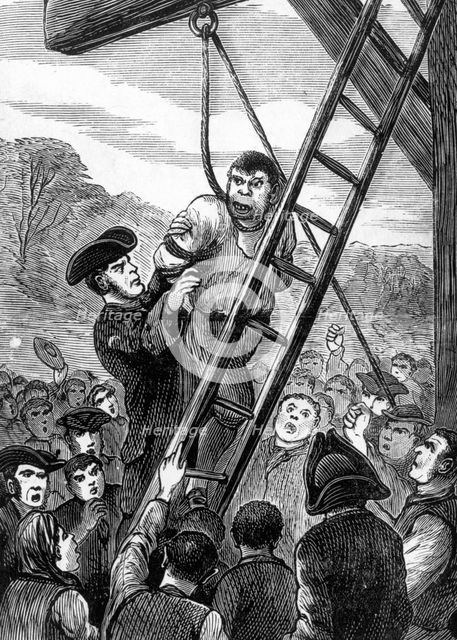 Sweeney Todd at the scaffold, c1880.  Creator: Unknown.