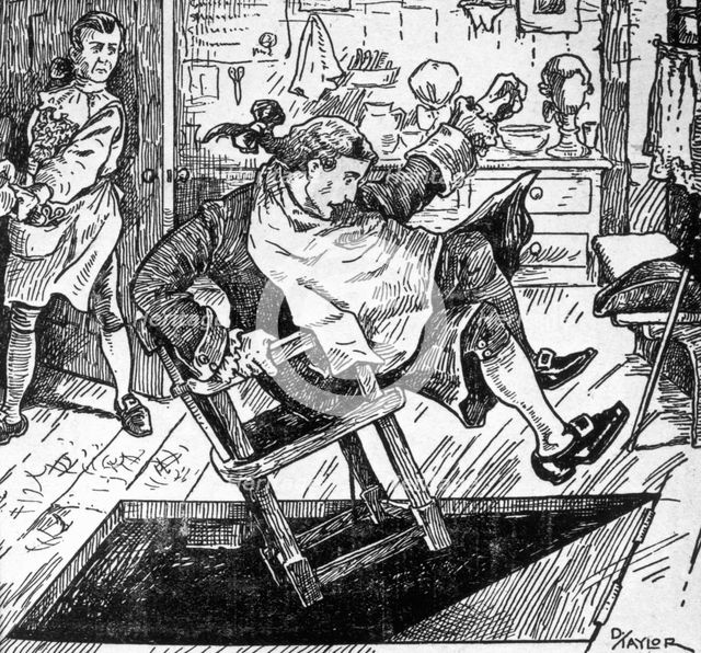 Sweeney Todd, the Demon Barber - I polish 'em off, c1880.  Creator: D Taylor.