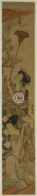 Sweeping a Cobweb, c. 1775. Creator: Isoda Koryusai.