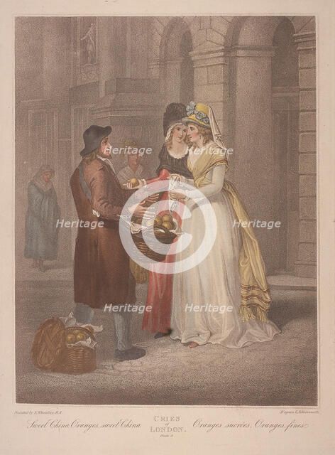 'Sweet China Oranges, sweet China', Cries of London, c1870. Artist: Anon