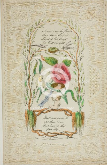 Sweet are the Flowers (valentine), c. 1850. Creator: George Kershaw.