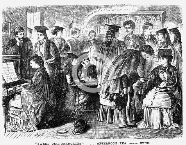 "Sweet Girl-Graduates"...'Afternoon Tea Versus Wine', 1872.  Creator: Joseph Swain.