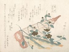 Sweet Fishes of the Nagara River, with Baskets and Flowers, 19th century., 19th century. Creator: Shinsai