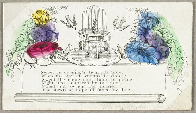 Sweet is Evening's Tranquil Time (valentine), c.1830. Creator: Unknown.