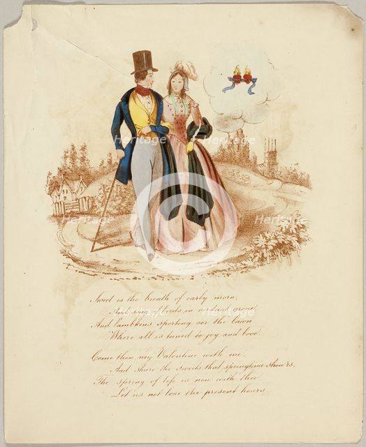 Sweet is the Breath of Early Morn (valentine), c. 1842. Creator: Unknown.
