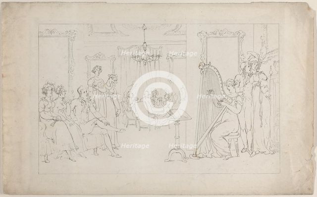 Sweet is the voice whose powers can move / And call the vagrant heart to love..., September 1, 1817. Creator: Thomas Rowlandson.