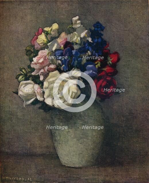 'Sweet Peas and Roses', c20th century. Artist: Horace Mann Livens.