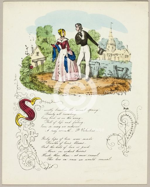 Sweetly Breaths the Vernal Spring (valentine), c. 1842. Creator: Unknown.