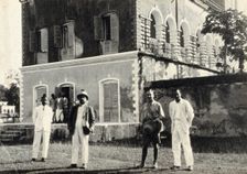 Swellengrebel, Iyengar and two others in India, 1924. Creator: Unknown