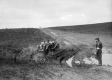 Swept-wing MG J2 competing in a motoring trial, Bagshot Heath, Surrey, 1930s. Artist: Bill Brunell