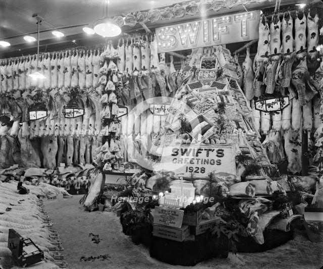Swifts butchers, Smithfield Market, London, 1928. Artist: Bedford Lemere and Company