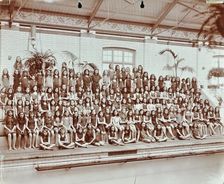 Swimming class, Lavender Hill Girls School, Bermondsey, London, 1906