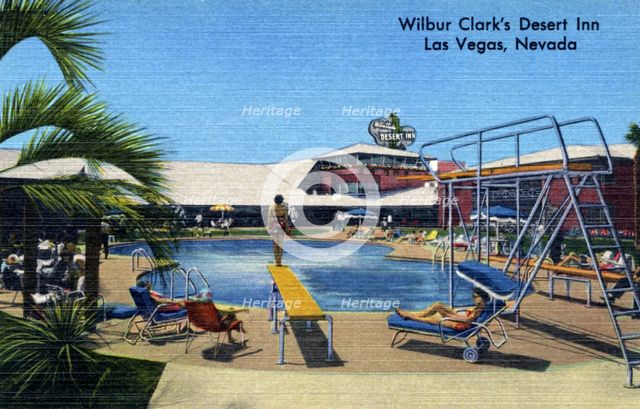 Swimming pool, Wilbur Clark's Desert Inn, Las Vegas, Nevada, USA, 1951. Artist: Unknown