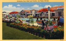 Swimming Pool, Hotel Last Frontier, Las Vegas, Nevada postcard, 1943