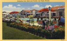 Swimming Pool, Hotel Last Frontier, Las Vegas, Nevada postcard, 1943