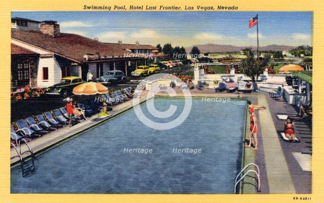 'Swimming Pool, Hotel Last Frontier, Las Vegas, Nevada', postcard, 1946. Artist: Unknown