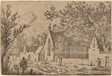 Swine Herd near a Chapel, probably c. 1645/1656. Creator: Allart van Everdingen