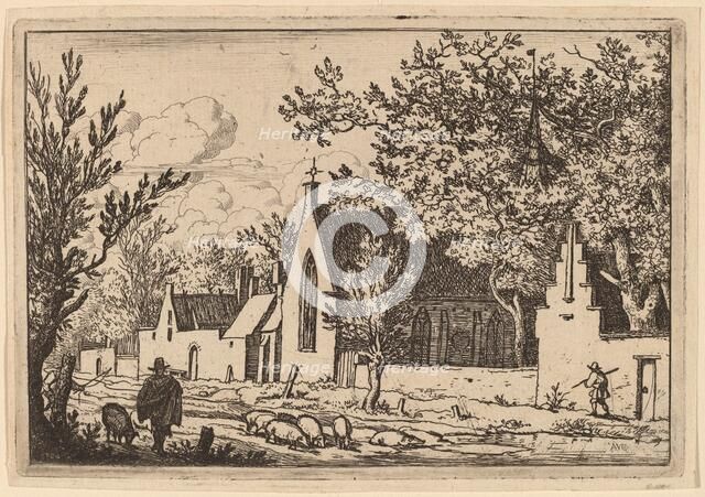 Swine Herd near a Chapel, probably c. 1645/1656. Creator: Allart van Everdingen.