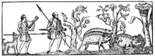 Swine hunting, 9th century, (1833)