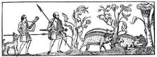 Swine hunting, 9th century, (1833)