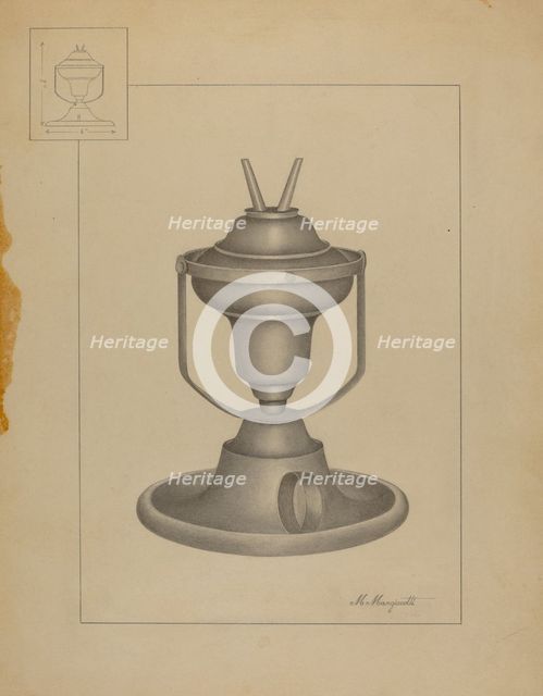 Swinging Lamp, c. 1936. Creator: Matthew Mangiacotti.