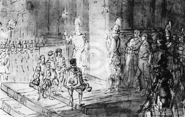 'Swiss Guards and French Soldiers at the Vatican', (1930).Artist: Constantin Guys