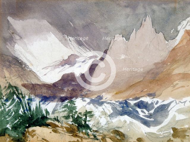'Swiss Mountain Landscape', 19th century. Artist: John Ruskin