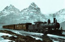 Swiss steam train through the Gotthard, 1910