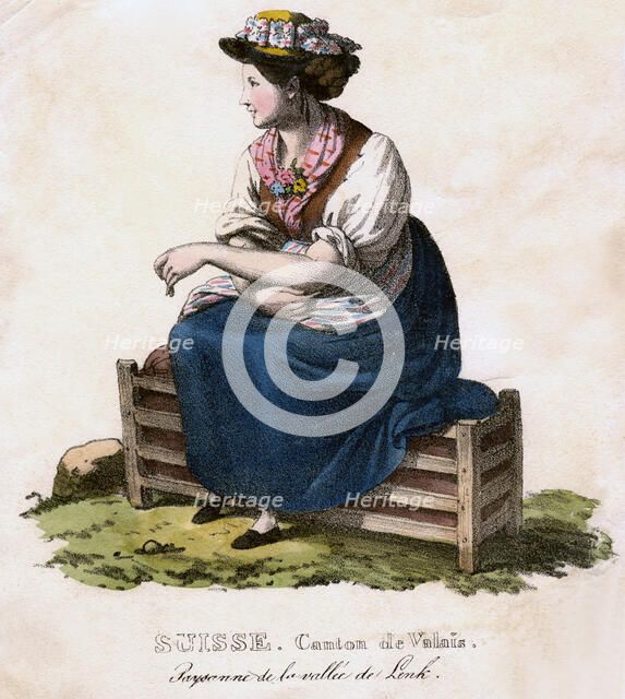 Swiss woman, c1825.Artist: Edouard Pingret
