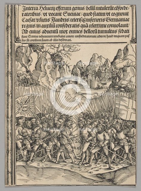 Swiss War, plate 16 from Historical Scenes from the Life of Emperor..., printed c. 1520. Creator: Wolf Traut.