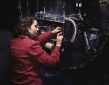 Switch boxes on the firewalls of B-25 bombers... North American Aviation, Inglewood, Calif., 1942. Creator: Alfred T Palmer