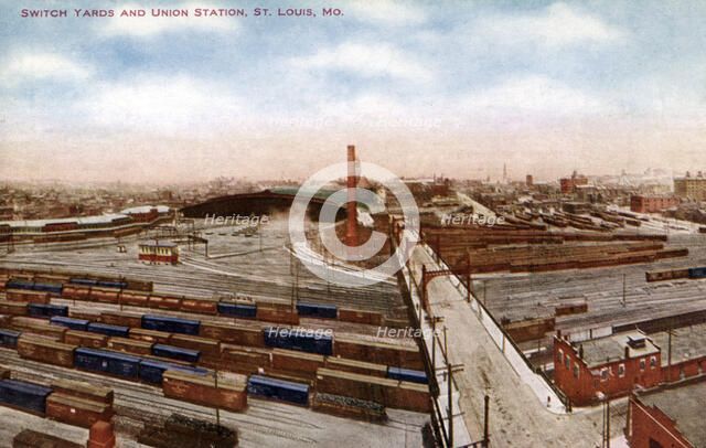 Switch yards and Union Station, St Louis, Missouri, USA, 1910. Artist: Unknown
