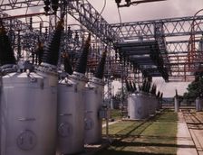 Switchyard at TVA's Wilson Dam hydroelectric plant, vicinity of Sheffield, Ala, 1942. Creator: Alfred T Palmer