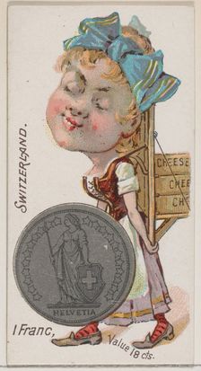 Switzerland, 1 Franc, from the series Coins of All Nations (N72, variation 1) for Duke bra..., 1889. Creator: Unknown