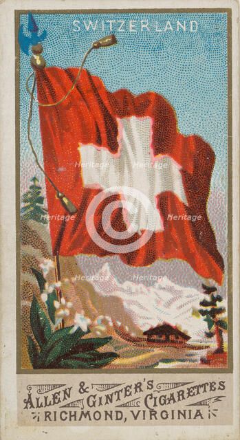 Switzerland, from Flags of All Nations, Series 1 (N9) for Allen & Ginter Cigarettes Brands, 1887. Creator: Allen & Ginter.