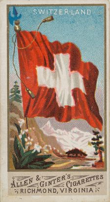 Switzerland, from Flags of All Nations, Series 1 (N9) for Allen & Ginter Cigarettes Brands, 1887. Creator: Allen & Ginter