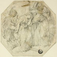 Swooning Woman at the Door of a Nunnery, Supported by Nun and Young Man, n.d. Creator: Benedetto Pastorini